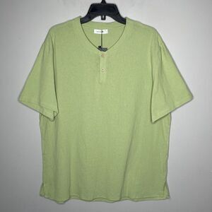 ChArmkp R Shirt Mens Large L Green Henley Tee NEW Short Sleeve 100% Cotton